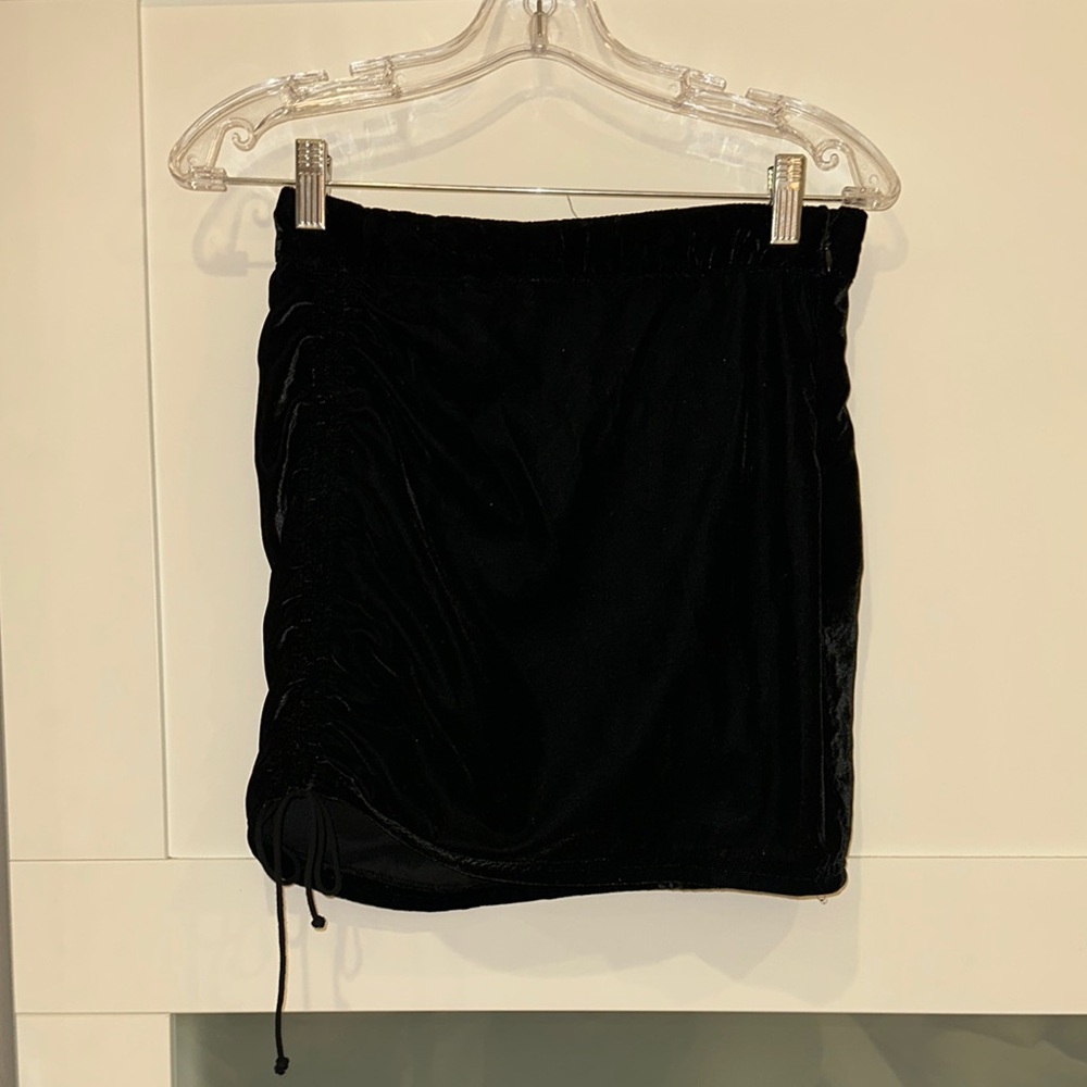 Free People Black Ruched Pencil Mini Skirt